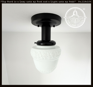 Vintage Floral Accent Teardrop Glass Ceiling Light