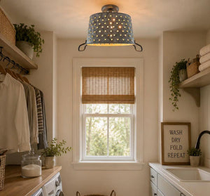 OVAL Pierced Wash Tub Ceiling Light Fixture