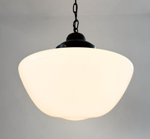 Heritage Milk Glass Schoolhouse Pendant Single 12"