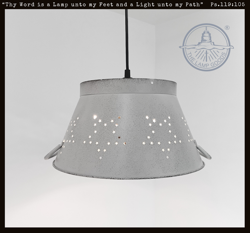 White Punctured Tin Star 15" Pendant