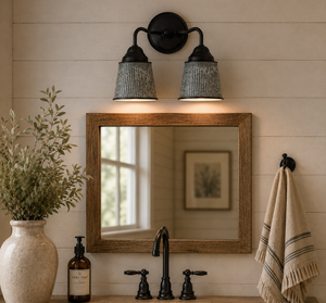 Farmhouse Lime Washed Bucket Double Sconce