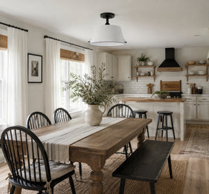 White Enamel Country Barn Ceiling Light