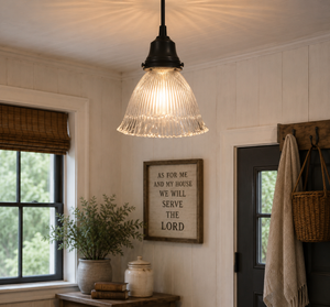 Triple Ruffle Vintage Holophane Pendant Light