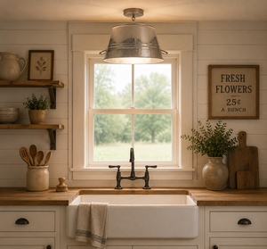 Galvanized Laundry Wash Tub Ceiling Light