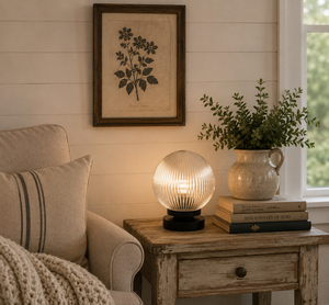 Large Holophane Antique Glass Globe Table Lamp - The Lamp Goods