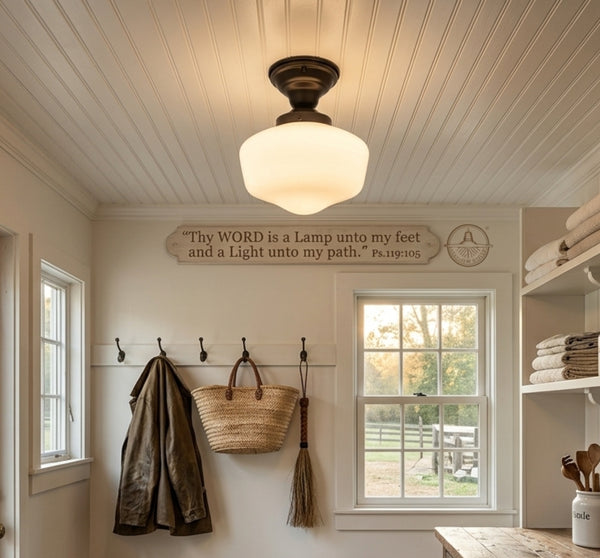 Modern Schoolhouse Light | Milk Glass Ceiling - The Lamp Goods