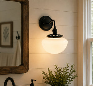 Opal Mushroom Schoolhouse Wall Sconce Light