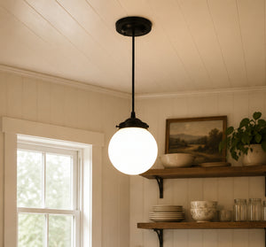 Milk Glass Globe Pendant Light | 6" or 8"