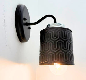 Petite Industrial Hexline Metal Wall Sconce - The Lamp Goods