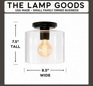 Modern Farmhouse Clear Glass Cylinder Flush Mount Light