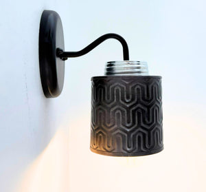 Petite Industrial Hexline Metal Wall Sconce - The Lamp Goods