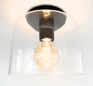 Modern Farmhouse Clear Glass Cylinder Flush Mount Light