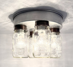 Farmhouse Mason Jar Quartet Flush Mount