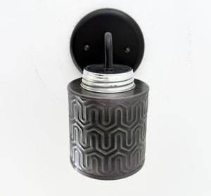 Petite Industrial Hexline Metal Wall Sconce - The Lamp Goods