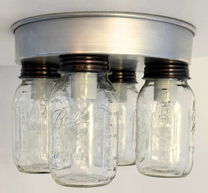 Farmhouse Mason Jar Quartet Flush Mount