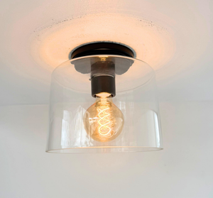 Modern Farmhouse Clear Glass Cylinder Flush Mount Light