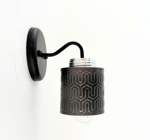 Petite Industrial Hexline Metal Wall Sconce - The Lamp Goods