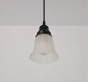 Frosted Simple Rib Scallop Edge Pendant Light