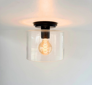Modern Farmhouse Clear Glass Cylinder Flush Mount Light