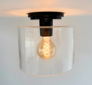 Modern Farmhouse Clear Glass Cylinder Flush Mount Light