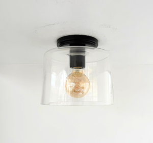 Modern Farmhouse Clear Glass Cylinder Flush Mount Light