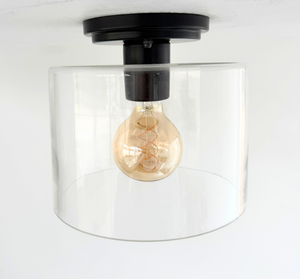 Modern Farmhouse Clear Glass Cylinder Flush Mount Light