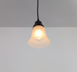 Frosted Simple Rib Scallop Edge Pendant Light