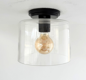 Modern Farmhouse Clear Glass Cylinder Flush Mount Light