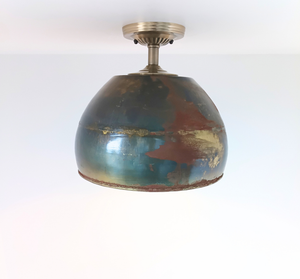 Antique Dark Brassy Gold Large Rustic Bucket Ceiling Light - The Lamp Goods