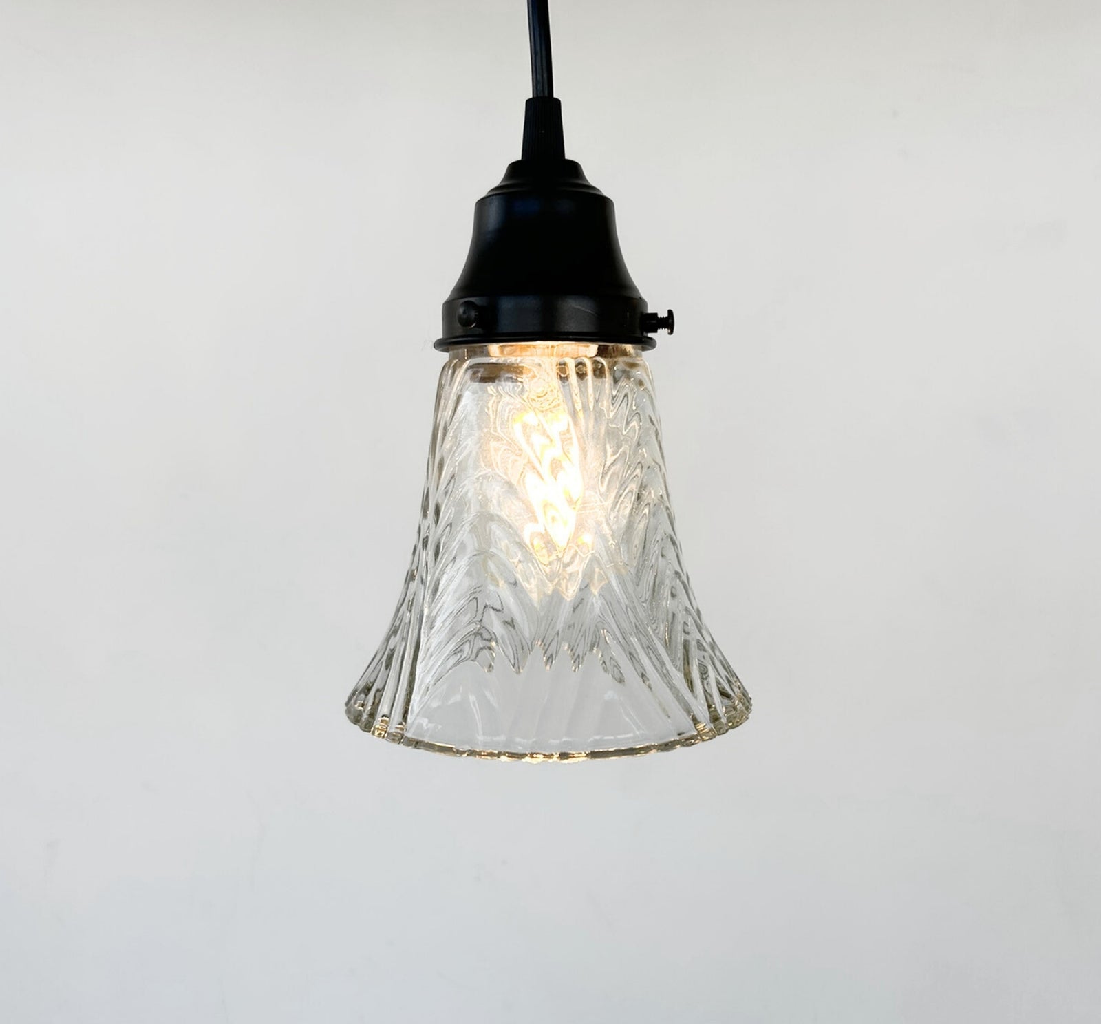 Clear Chevron Ribbed Vintage Pendant - The Lamp Goods