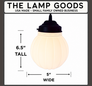 Milk Glass Small Ribbed Globe Pendant Light