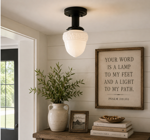 Vintage Floral Accent Teardrop Glass Ceiling Light