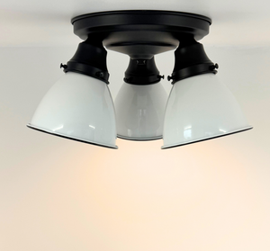 Petite White Enamel Trio Ceiling Light