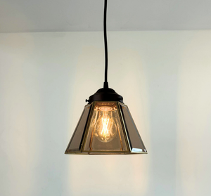 Vintage smoked glass pendant light