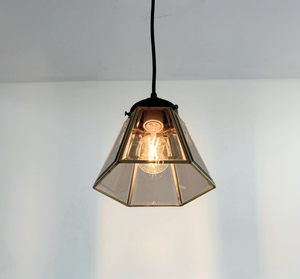 Smoked glass pendant light with rustic farmhouse character