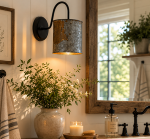 Rustic Grain Pail Wall Sconce