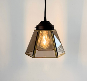 Vintage smoked glass pendant light, handmade by The Lamp Goods