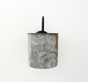 Rustic Grain Pail Wall Sconce