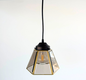 Vintage pendant light, smoked glass finish