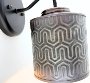 Small Industrial Hexline Metal Bronze Accent Wall Sconce - The Lamp Goods