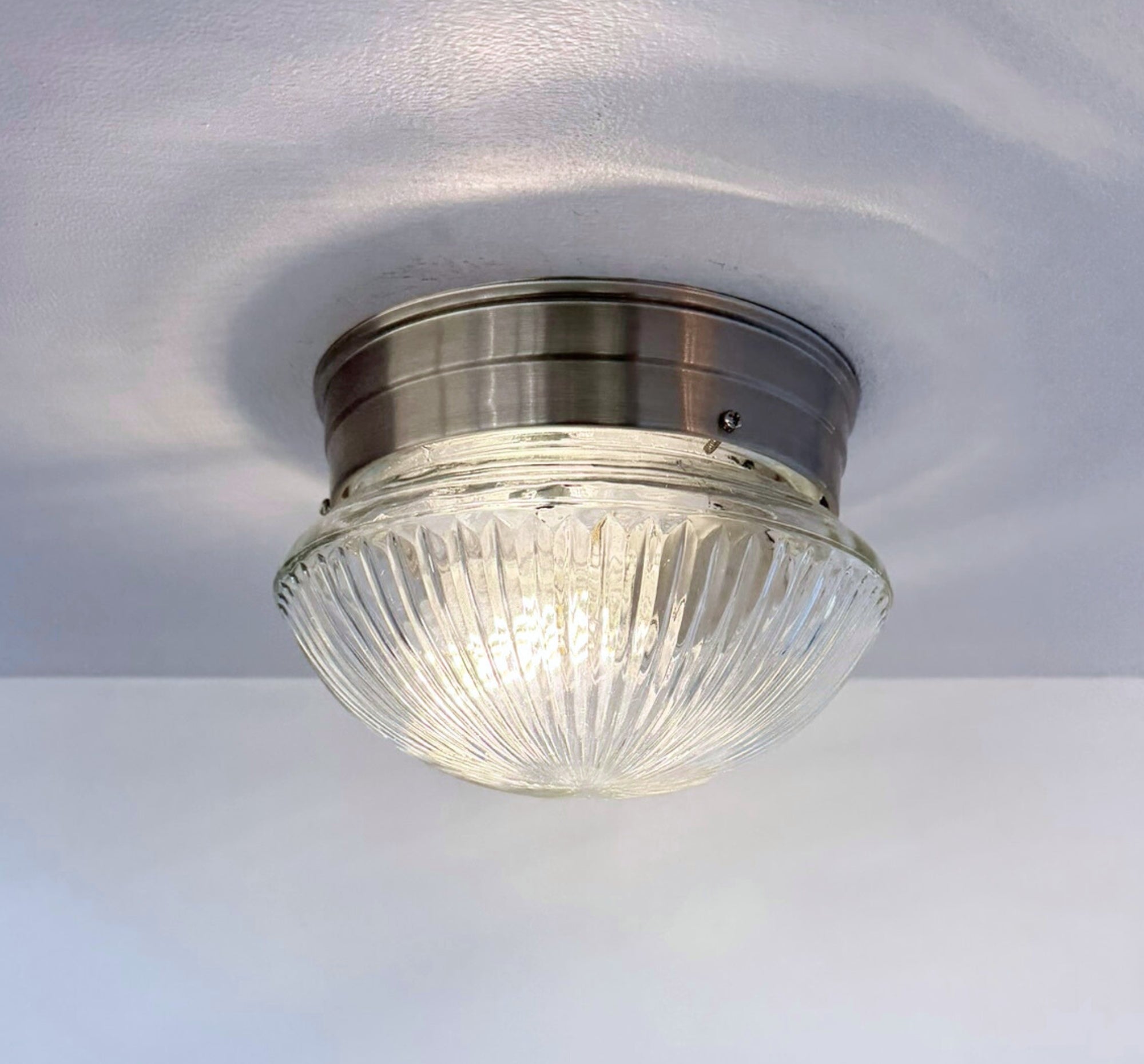Vintage Clear Holophane Dome Ceiling Light - The Lamp Goods
