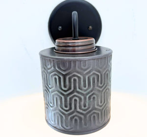 Small Industrial Hexline Metal Bronze Accent Wall Sconce - The Lamp Goods