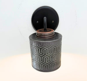 Small Industrial Hexline Metal Bronze Accent Wall Sconce - The Lamp Goods