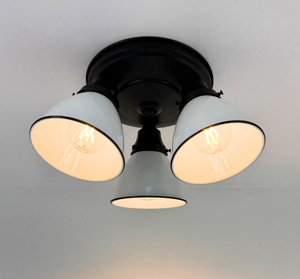 Petite White Enamel Trio Ceiling Light