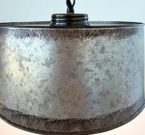 Copper-Edge Galvanized Farm Drum Pendant Light - The Lamp Goods