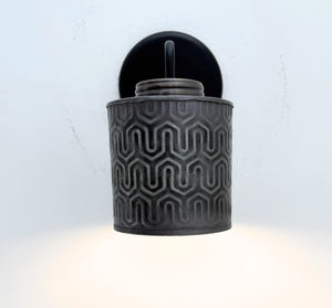 Small Industrial Hexline Metal Bronze Accent Wall Sconce - The Lamp Goods