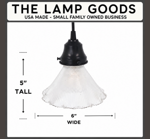 Rare Holophane Ruffle Clear Glass Pendant Light