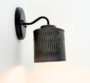 Small Industrial Hexline Metal Bronze Accent Wall Sconce - The Lamp Goods