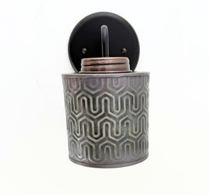 Small Industrial Hexline Metal Bronze Accent Wall Sconce - The Lamp Goods