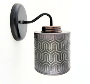 Small Industrial Hexline Metal Bronze Accent Wall Sconce - The Lamp Goods